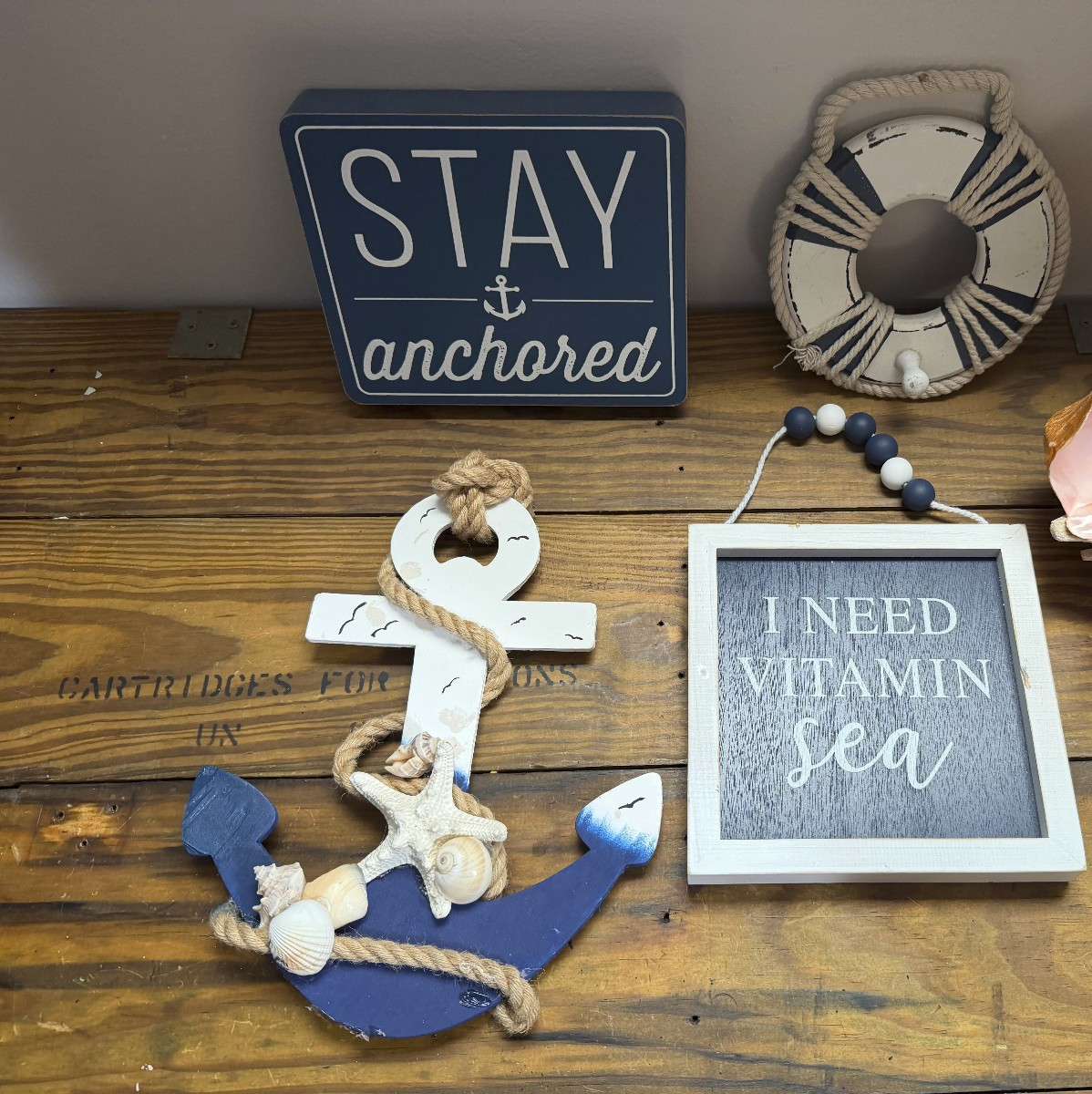 Nautical/Beach Themed Decor- 4 Piece Lot