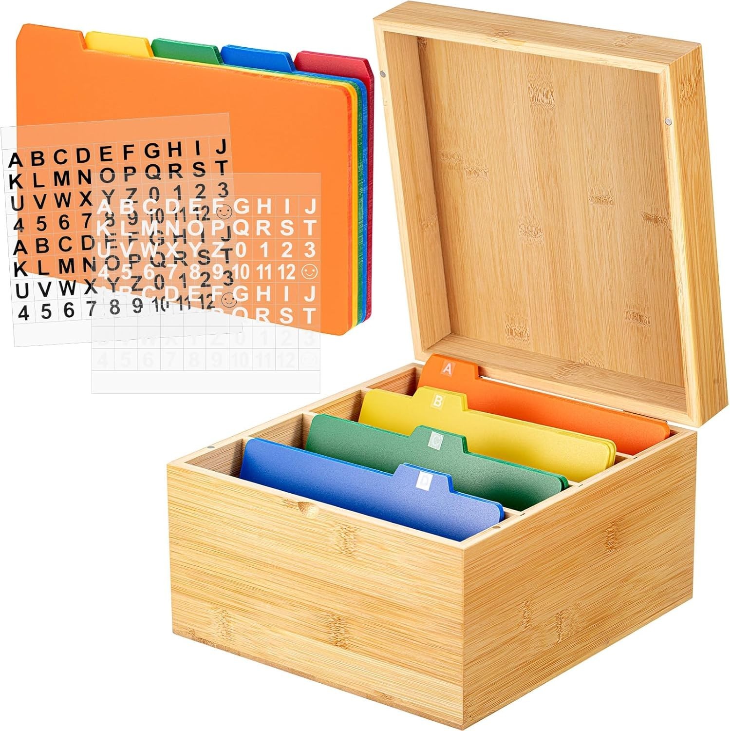 Henoyso 4 x 6 Inches Index Card Holder Set, Bamboo Recipe Box Organizer Index... Henoyso 4 x 6 Inches Index Card Holder Set, Bamboo Recipe Box Organizer Index...