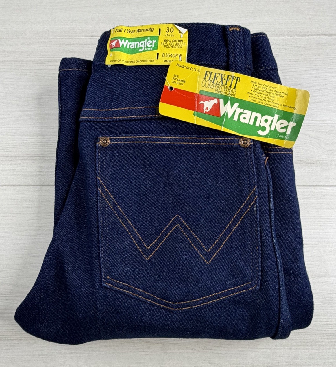 Vtg Wrangler 81640PW Jeans Bootcut Slim Fit Ideal Zip 70s USA Made 28x34 NWT Vtg Wrangler 81640PW Jeans Bootcut Slim Fit Ideal Zip 70s USA Made 28x34 NWT