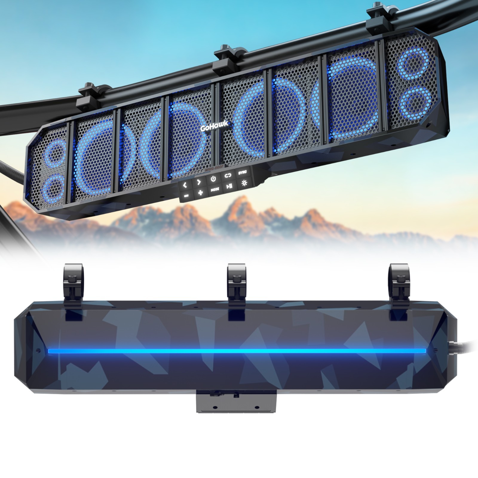 8 Speaker Bluetooth Polaris UTV RZR Waterproof 600W Sound bar Audio Radio System