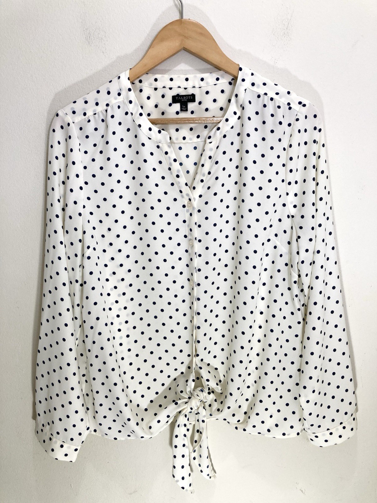Talbots Women’s Blouse Top Size Large Petite Lp White Long Sleeve