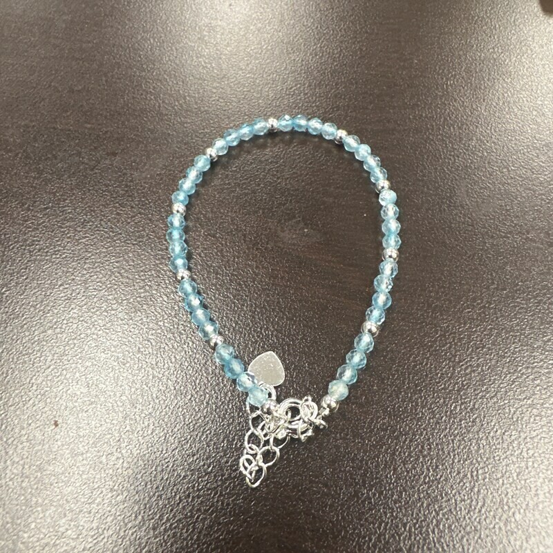 Minimalist 3MM Blue Topaz Crystal Healing Bracelet Ocean Energy Protection