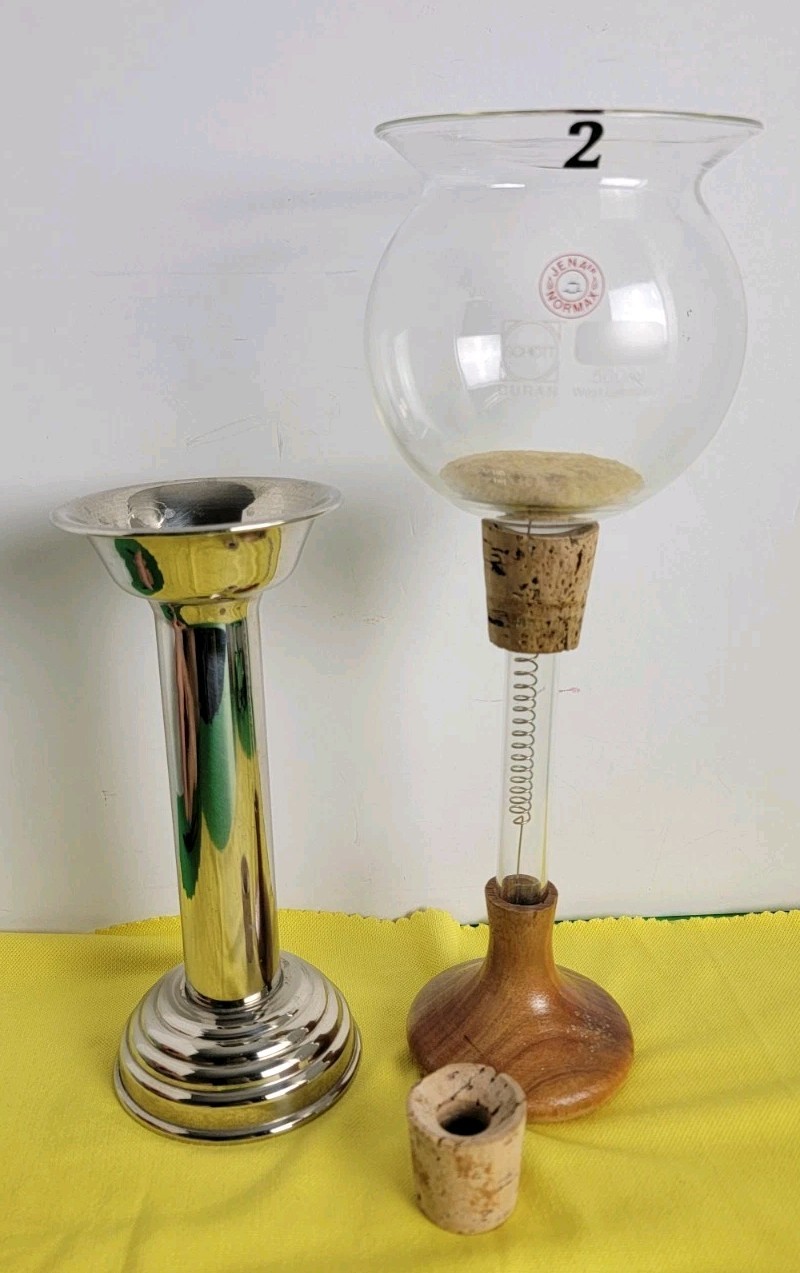 Vintage Rare Jenaer Normax Glas Coffee Syphon With Wood Rest.