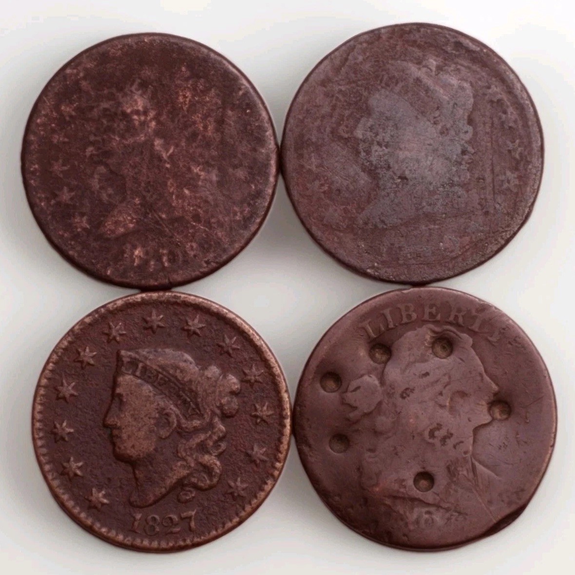 1808 1810 Classic Head Large Cents + 1803 Draped Bust 1827 Lot of 4