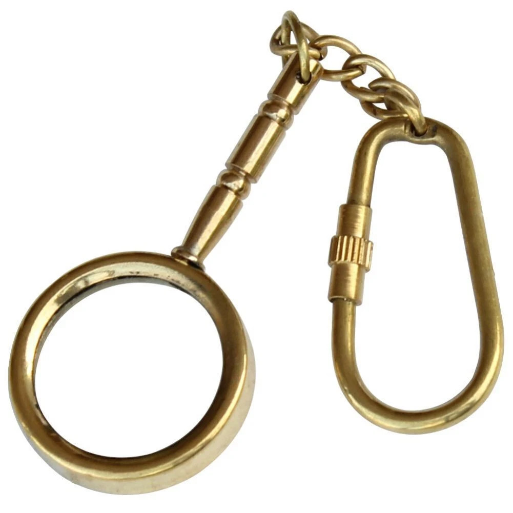 Tiny Explorer Genuine Brass Magnifying Glass Keychain Vintage X-mas Gift Keyring