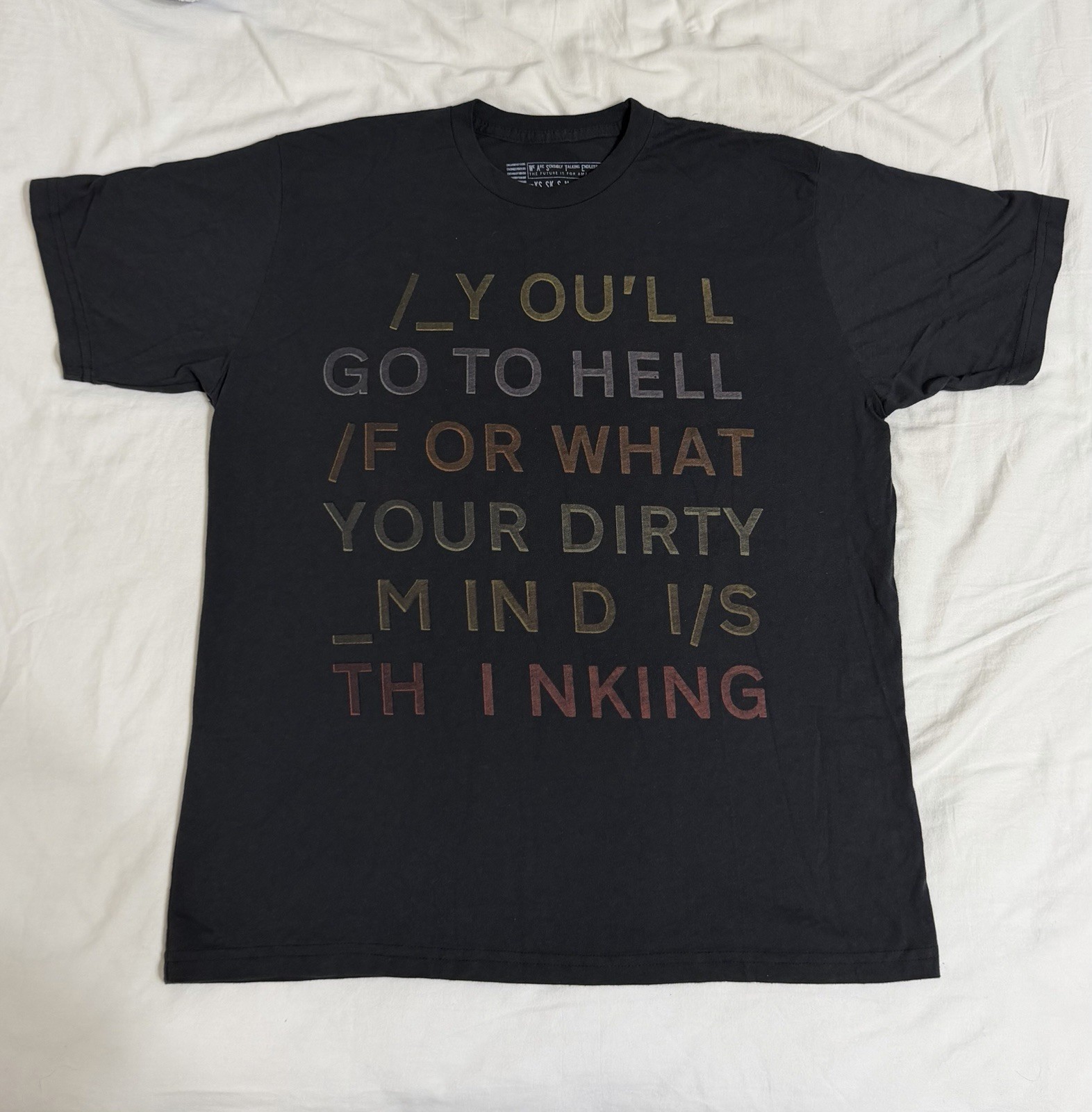 Radiohead 2008 In Rainbows Tour W.A.S.T.E. T-Shirt Nude Lyrics Black Size L