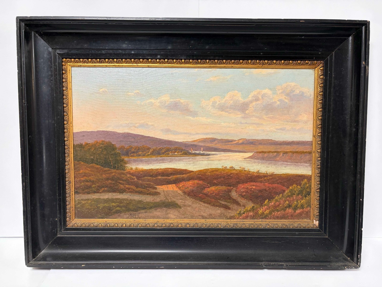 Olaf Simony Jensen Danish Landscape Oil Painting Lake Sheep Antique (NeW) Olaf Simony Jensen Danish Landscape Oil Painting Lake Sheep Antique (NeW)