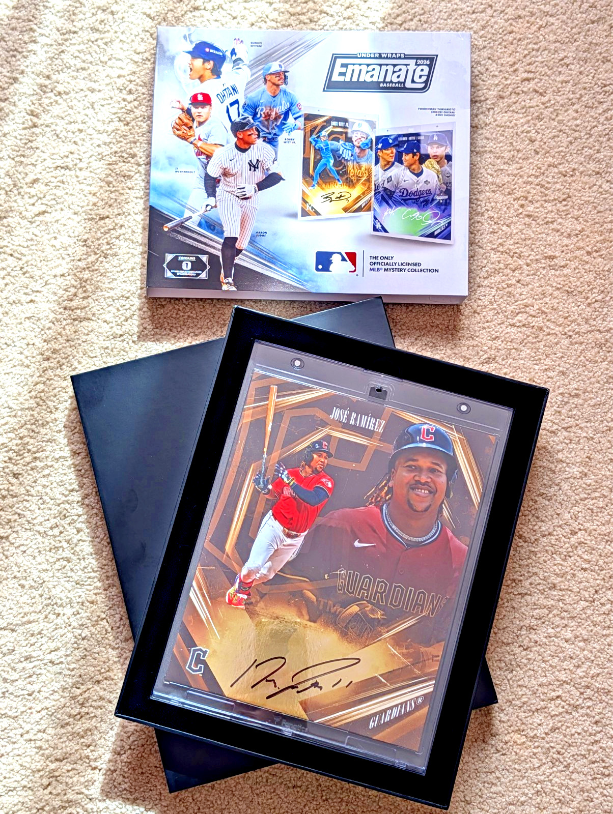 Under Wraps 2026 MLB Emanate Baseball José Ramírez Autographed Gold /50 8x10