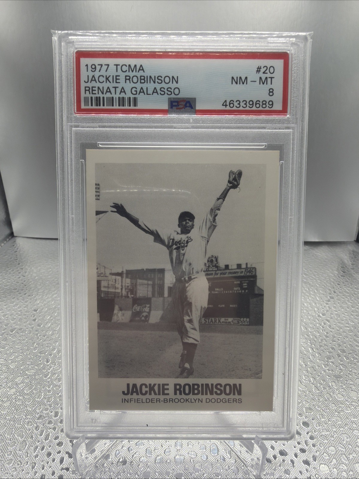 1977 Tcma Renata Galasso Set-Break # 20 Jackie Robinson PSA 8 NM-MT