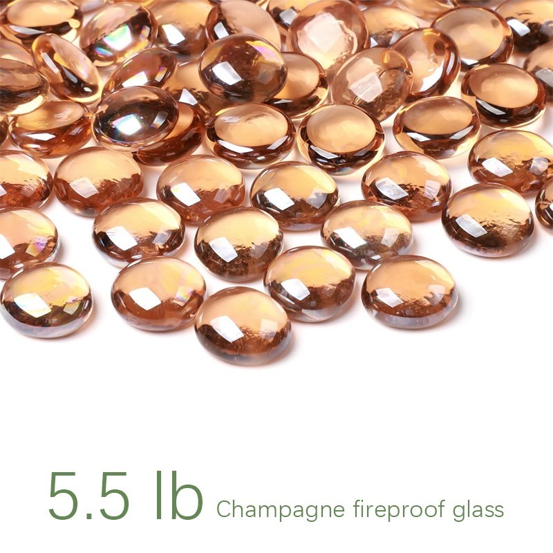 5.5lb Champagne-colored glass fire pit rocks  for filling vases/garden landscaps