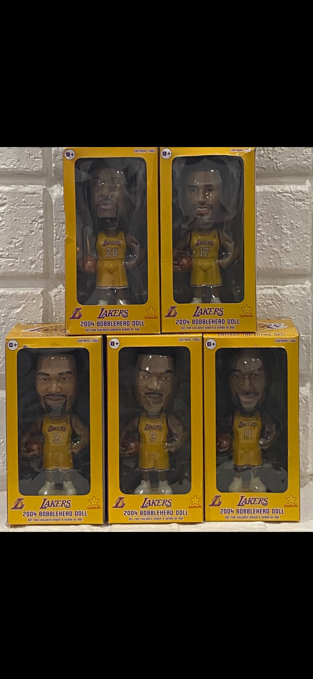 🏀NBA Lakers Legends in 2004 Carl\'s Jr. Bobbleheads Complete set of 5 Special Ed