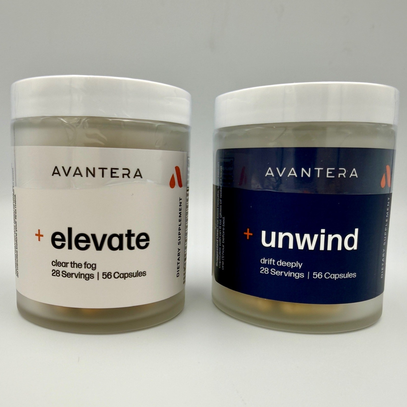 Avantera Elevate & Unwind Supplement Bundle 1 Jar/ 56 Caps Each Exp 11/2027