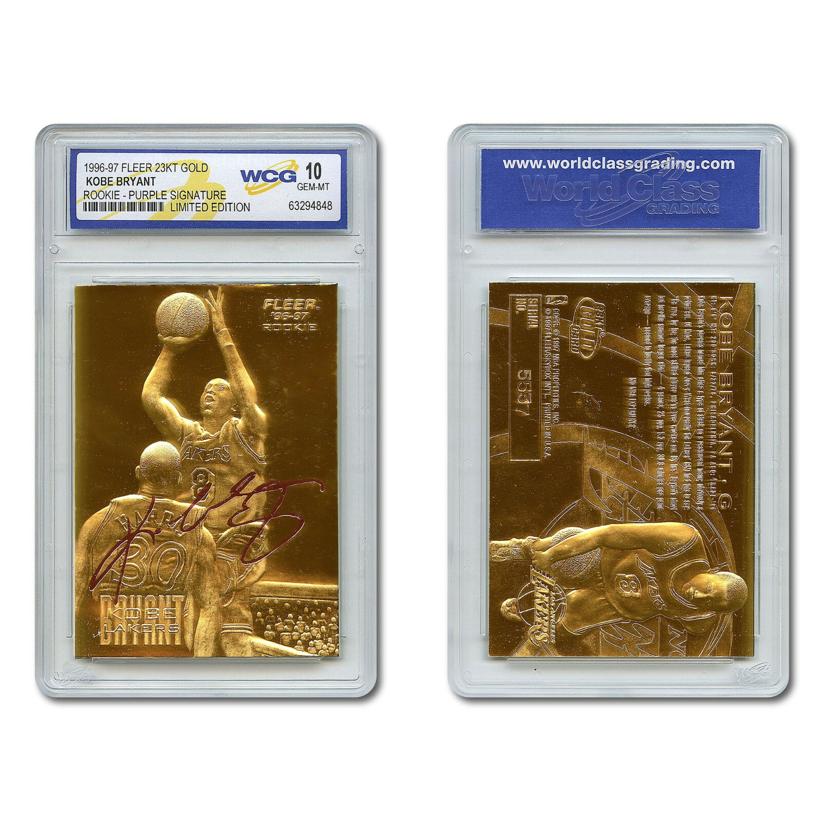 1996-1997 KOBE BRYANT Fleer 23K Gold ROOKIE Card Signature Series - GEM-MINT 10 1996-1997 KOBE BRYANT Fleer 23K Gold ROOKIE Card Signature Series - GEM-MINT 10