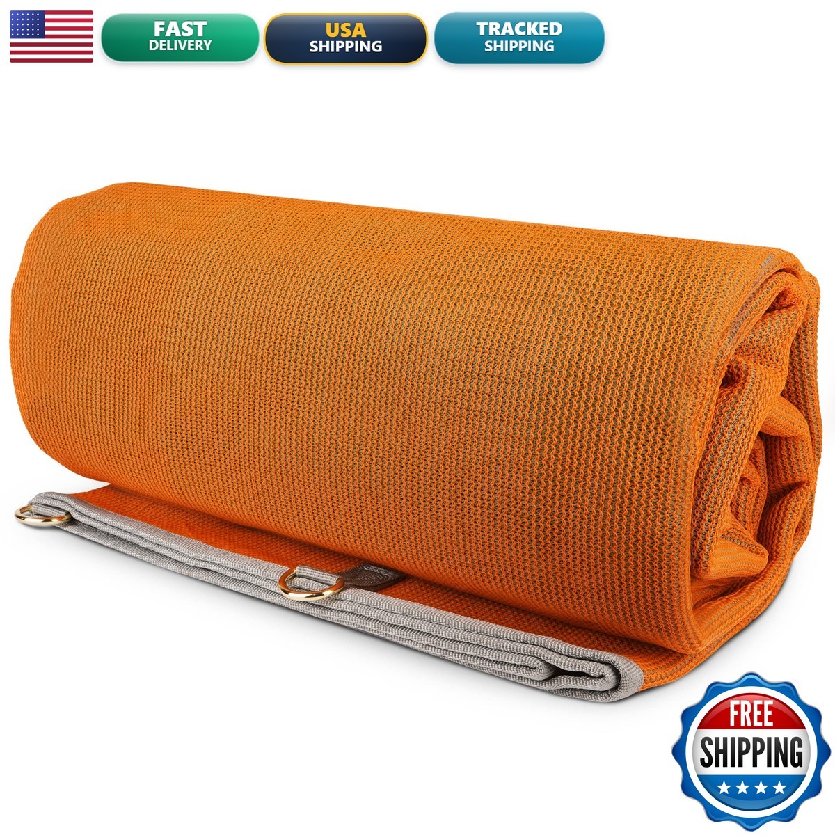 CGEAR Original Sand-Free Outdoor Camping Mat (XL) 12 x 12 Orange/Agave Beach