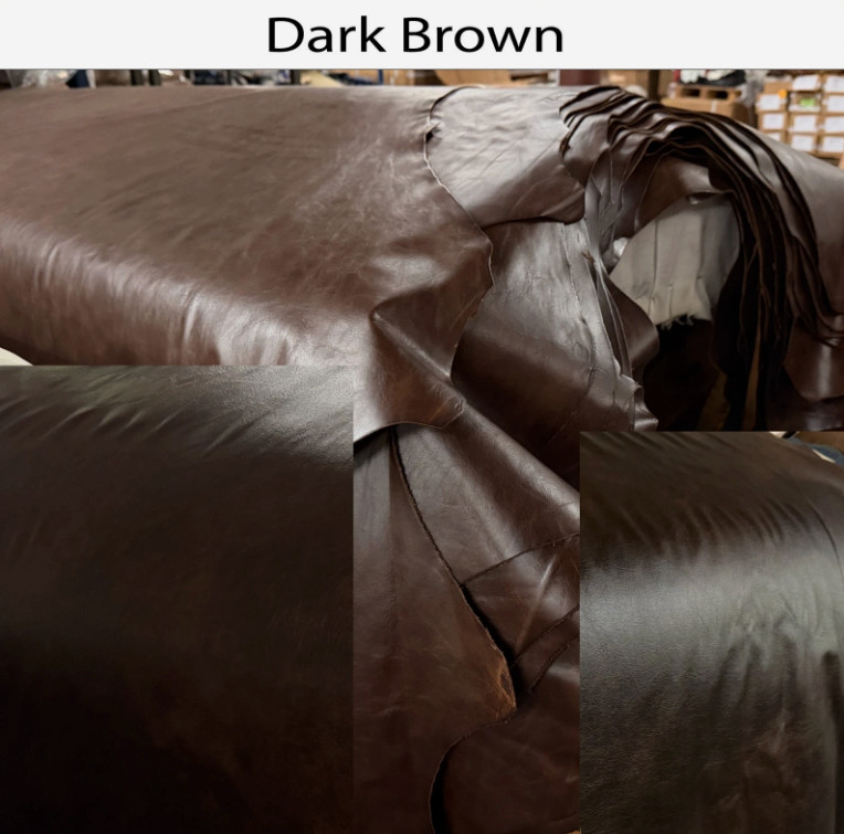 Premium Genuine Top Grain Upholstery Leather Hide - Dark  Brown - 36-42 SF