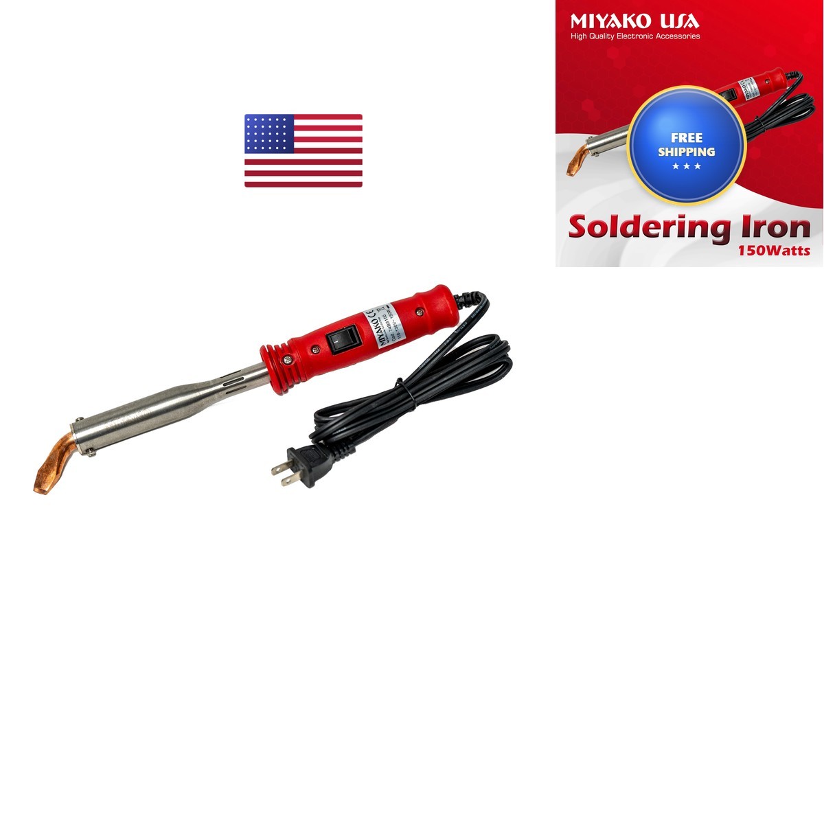 MIYAKO USA 150 Watts Heavy Duty Soldering Iron, High-Performance Pencil Welder MIYAKO USA 150 Watts Heavy Duty Soldering Iron, High-Performance Pencil Welder