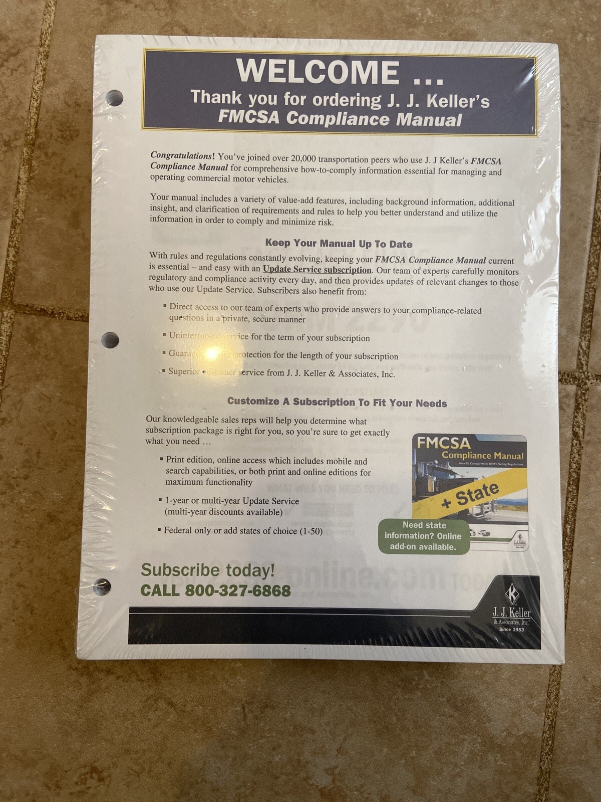 FMCSA Compliance Manual (sealed, loose pages) Updated July 2016 J. J. Keller FMCSA Compliance Manual (sealed, loose pages) Updated July 2016 J. J. Keller