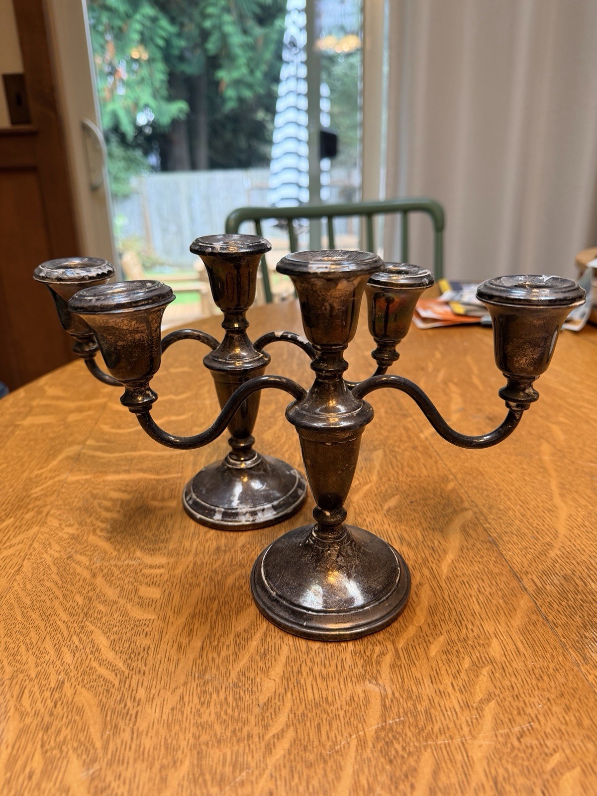 Pair Vintage Armstrong Sterling Silver 6.75” Tall Candelabras Weighted