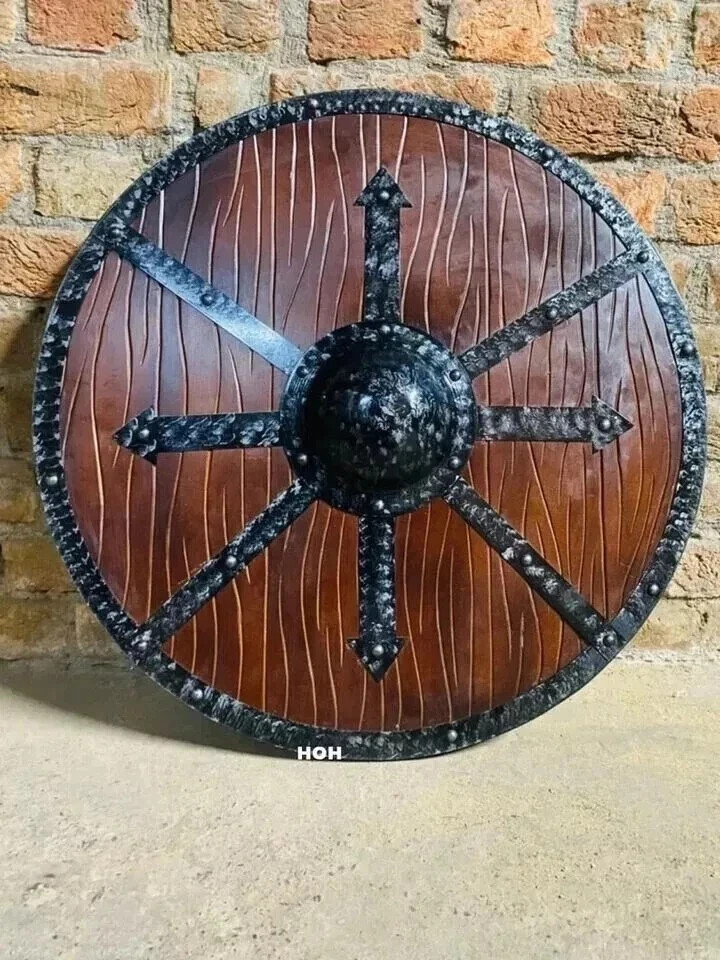 24'' Medieval Wooden Carved Viking Shield Authentic Handmade Norse Battle Shield 24'' Medieval Wooden Carved Viking Shield Authentic Handmade Norse Battle Shield