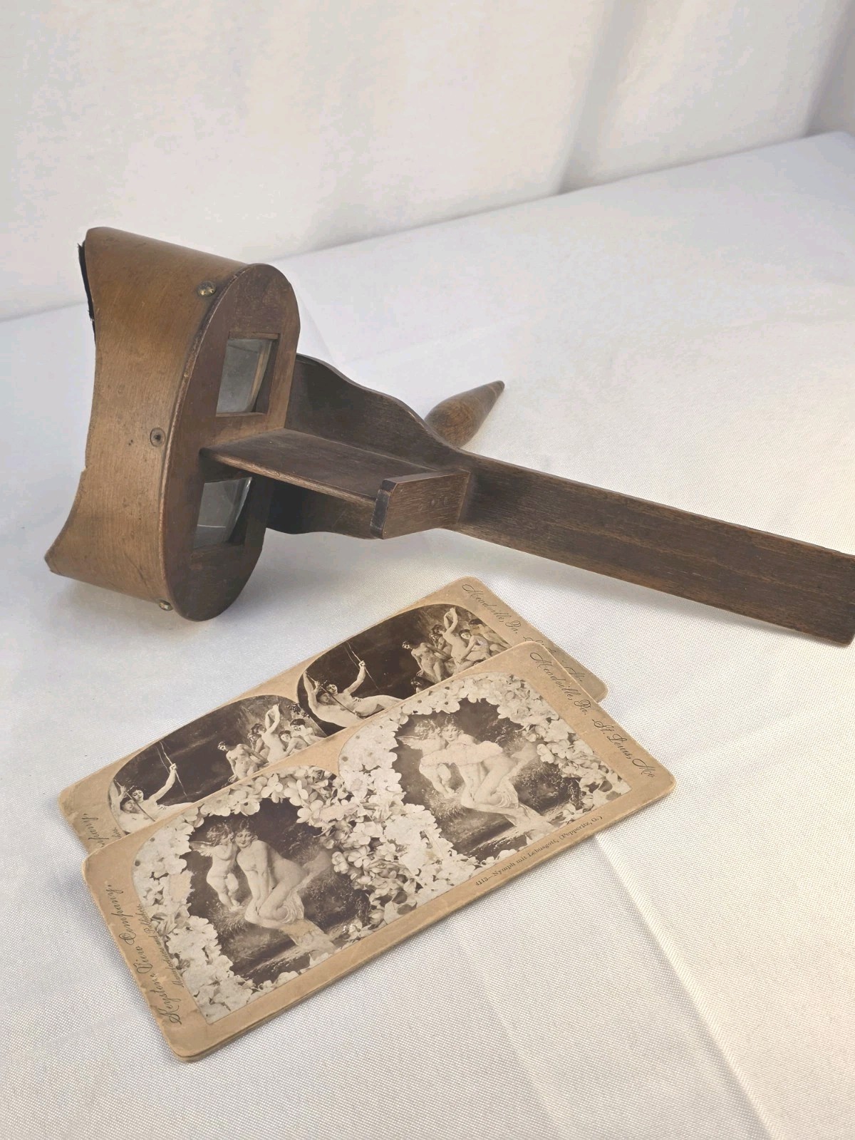 Antique The Perfecscope 1883 Stereoscope With 2 Keystone View Co. Nymph Cards-3D Antique The Perfecscope 1883 Stereoscope With 2 Keystone View Co. Nymph Cards-3D