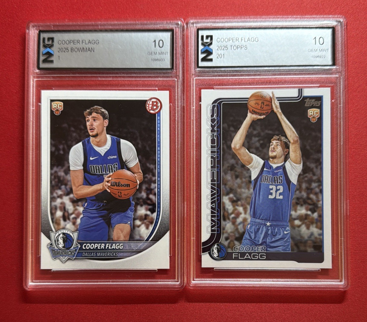 Cooper Flagg 2X Lot: 2025 Topps Flagship 201 & Bowman 1  Rookie RC Graded 10 Gem