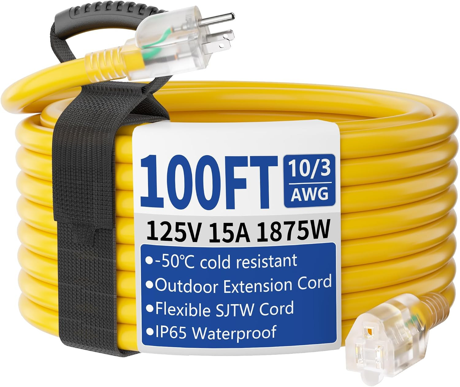 50Ft Outdoor/Indoor Extension Cord with Lighted 10/3 Gauge Yellow 50Ft Outdoor/Indoor Extension Cord with Lighted 10/3 Gauge Yellow