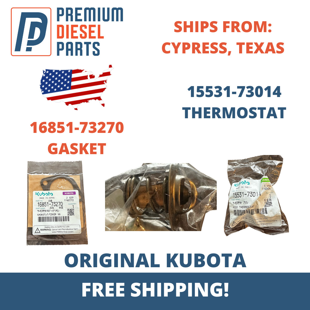 GENUINE KUBOTA THERMOSTAT & GASKET 15531-73014 16851-73270 GENUINE KUBOTA THERMOSTAT & GASKET 15531-73014 16851-73270
