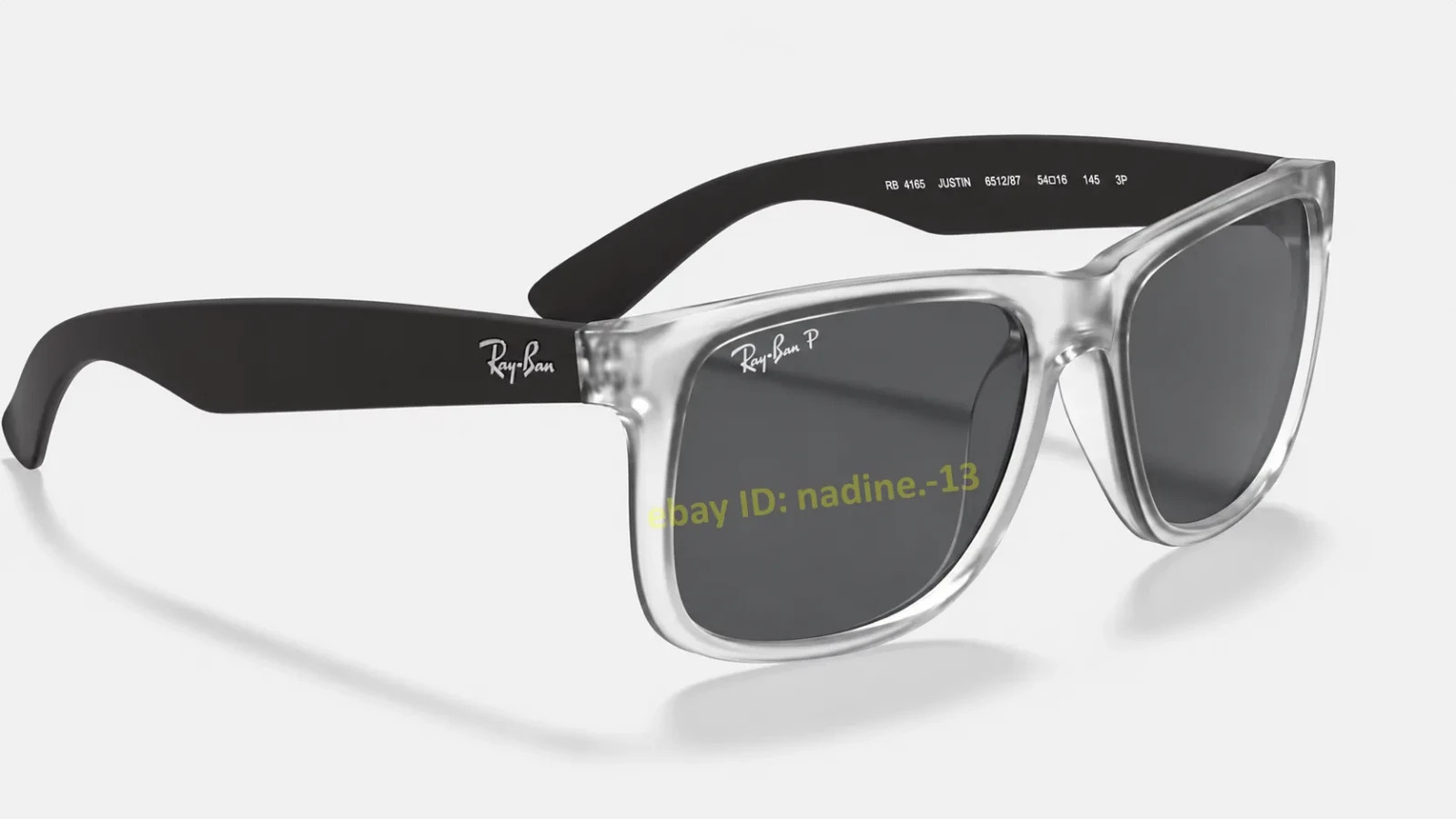 Ray-Ban Justin RB4165 Color Mix Polarized Matte Transparent Grey Sunglasses 54mm