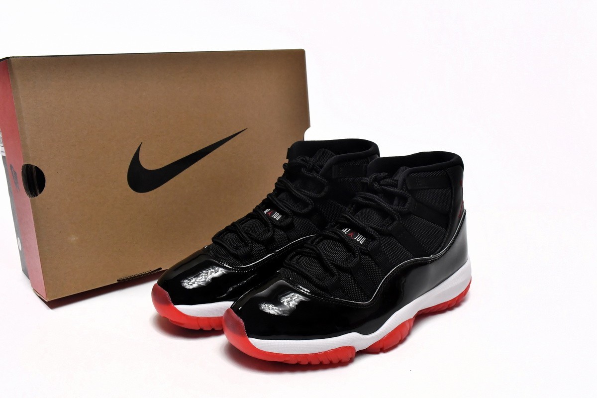 Air Jordan 11 Retro Bred Men\'s Black Red Sneakers 378037-061 