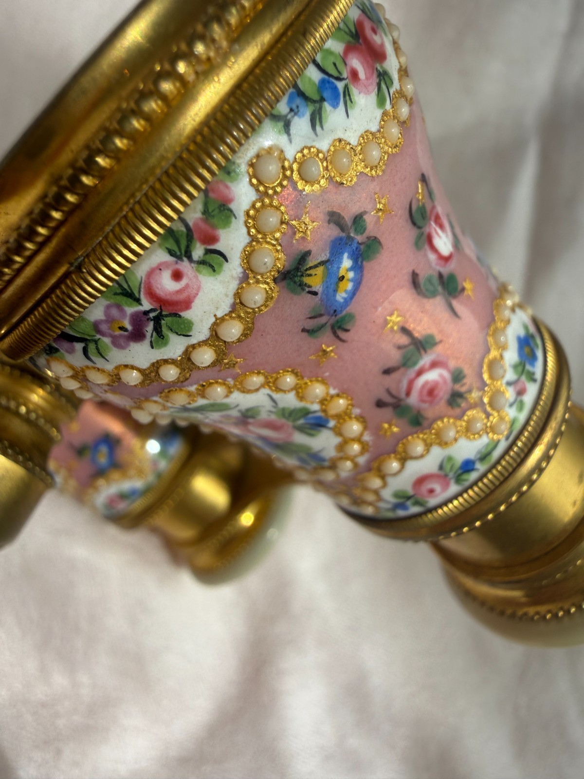 Antique c1890 Lemaire Paris Pink Enamel Opera Glasses Lorgnette MOP French /Rare