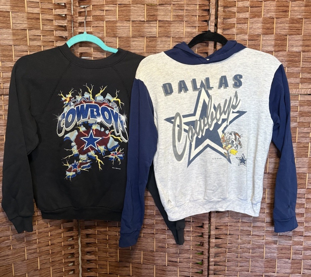 Vintage Dallas Cowboys Youth Graphic Pullover Sweatshirts USA Lot of 2 READ
