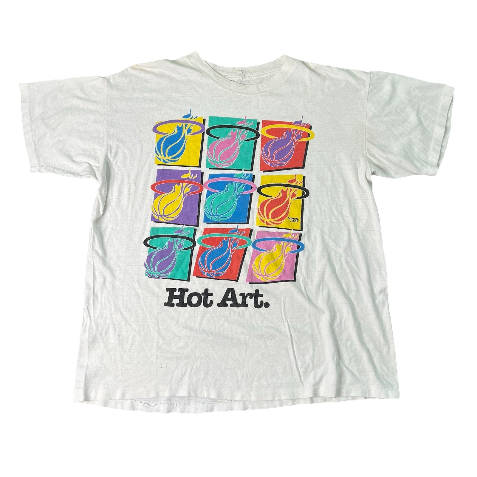 Rare VTG Miami Heat Hot Art Shirt Andy Warhol Pop Art NBA Single Stitch XL