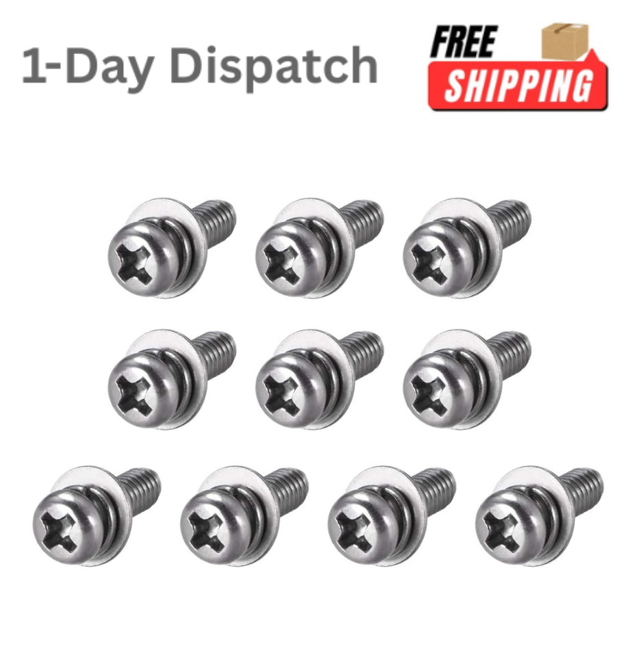 uxcell 10 Pcs M4x10mm Screws w/ Spring & Plain Washers
