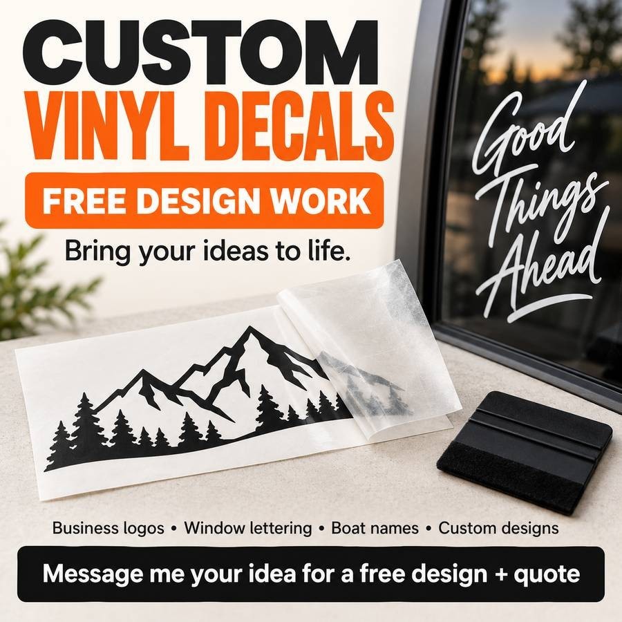 Custom Vinyl Decals & Lettering for Boats Cars Trucks Business FREE DESIGN HELP Custom Vinyl Decals & Lettering for Boats Cars Trucks Business FREE DESIGN HELP