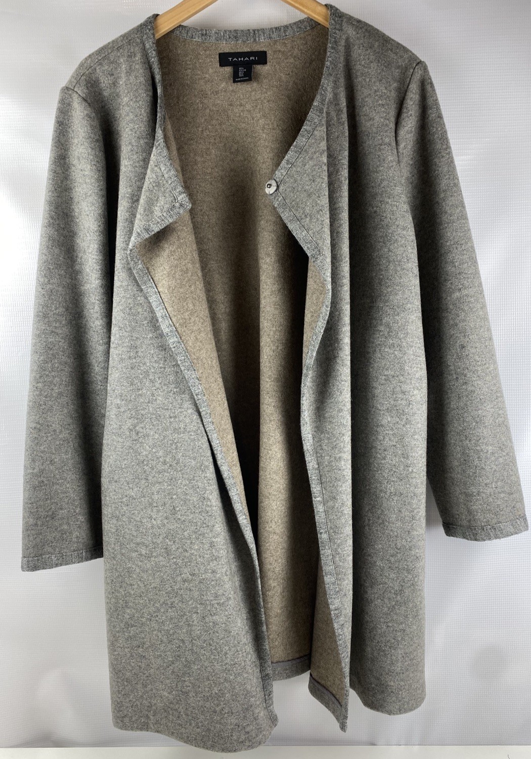 Elie Tahari Women Basic Wool blend Jacket 01sweater Coat Long Sleeve Size L 