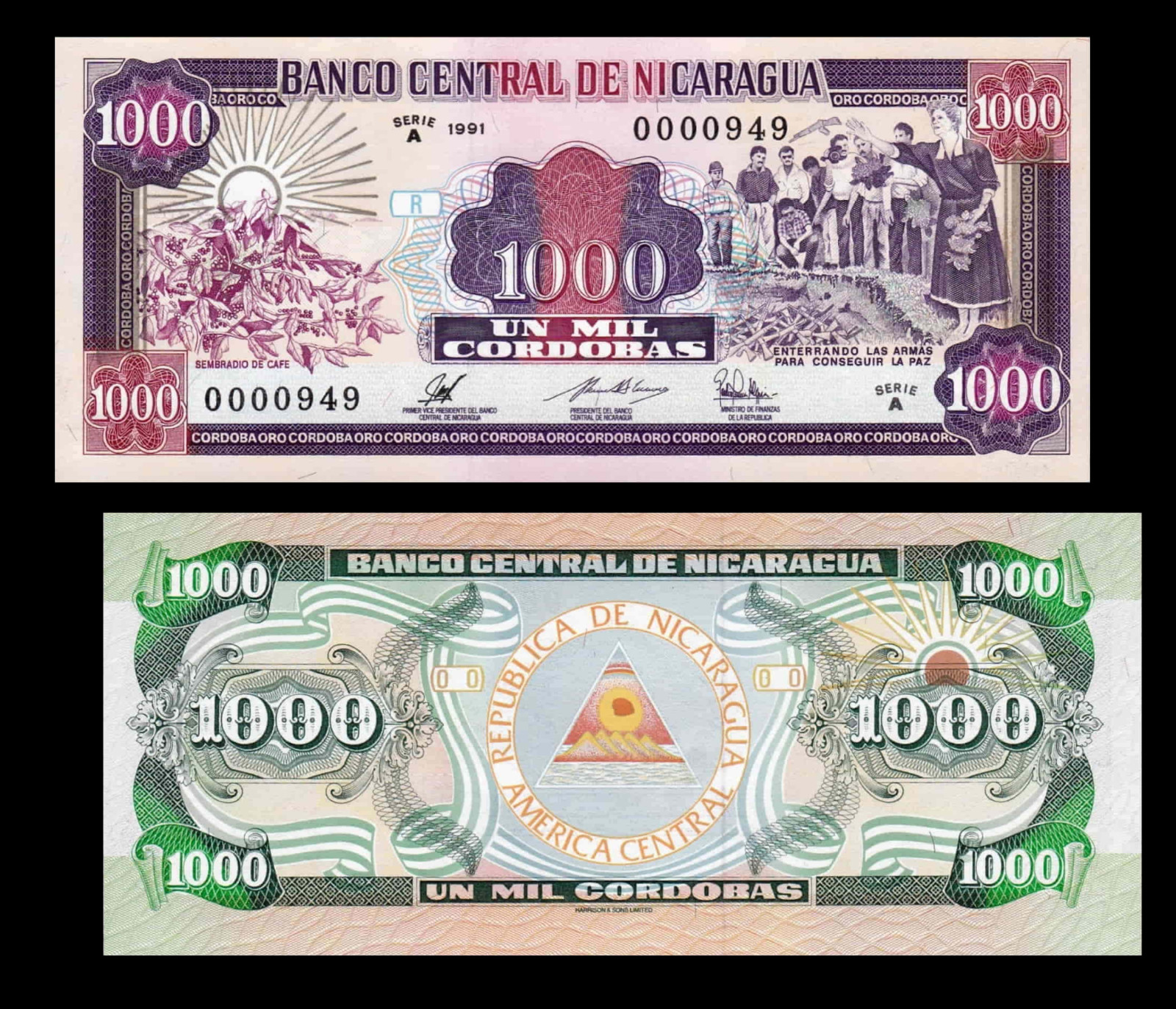 Nicaragua 1000 cordobas pesos 1991 /- Copy Nicaragua 1000 cordobas pesos 1991 /- Copy