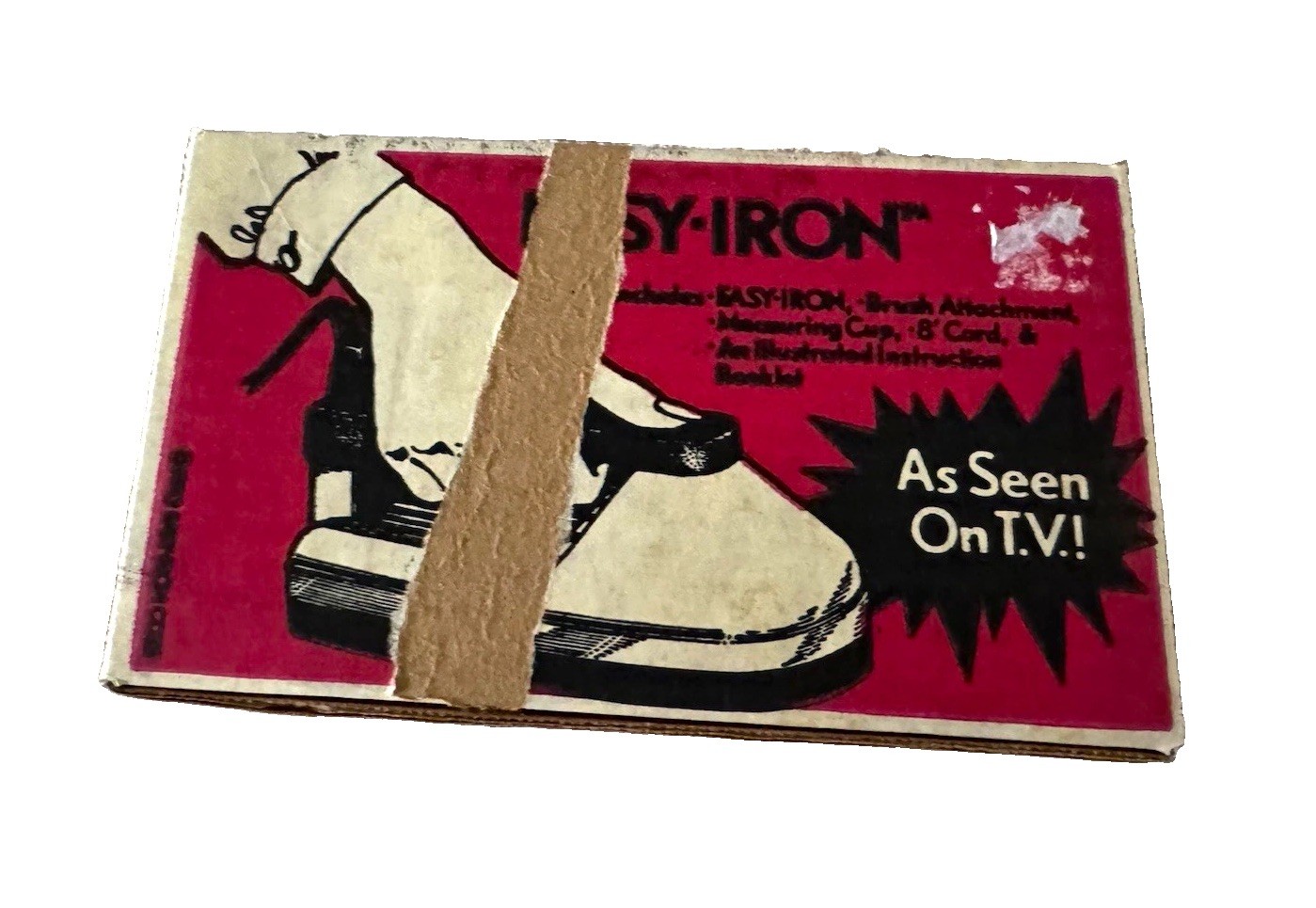Vintage 1983 Easy-Iron As Seen On TV Red Steam Travel Iron Box Instructions&SALT