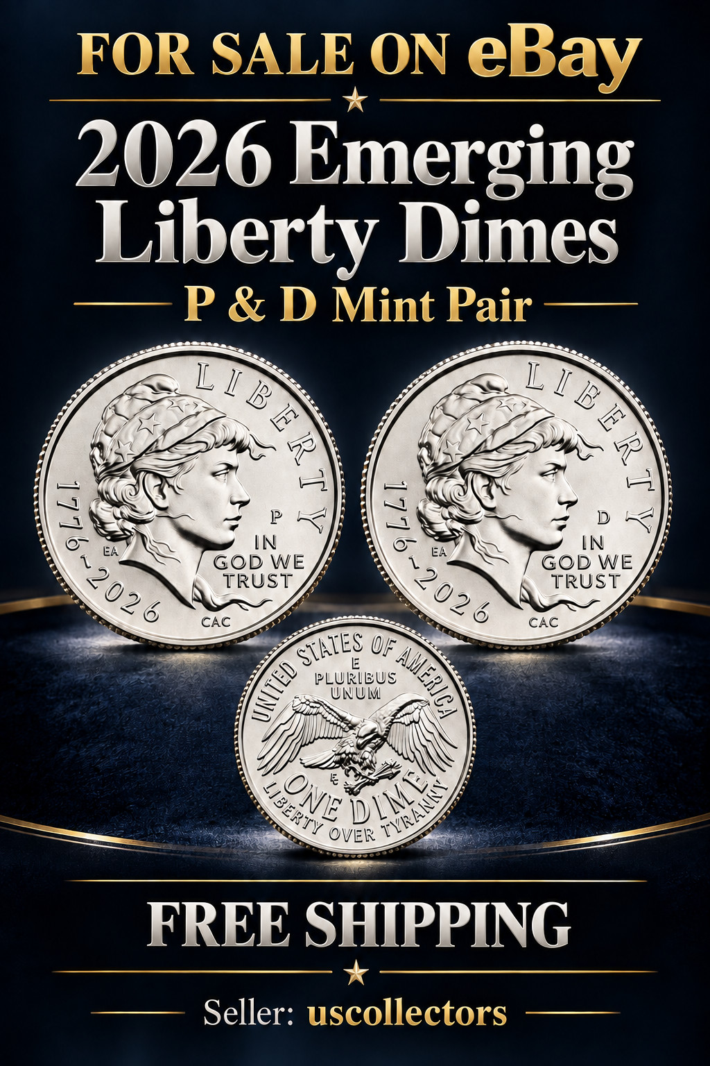 2026 Emerging Liberty Dime Pair of P &D Mint Set **FREE SHIPPING** Coins IN Hand