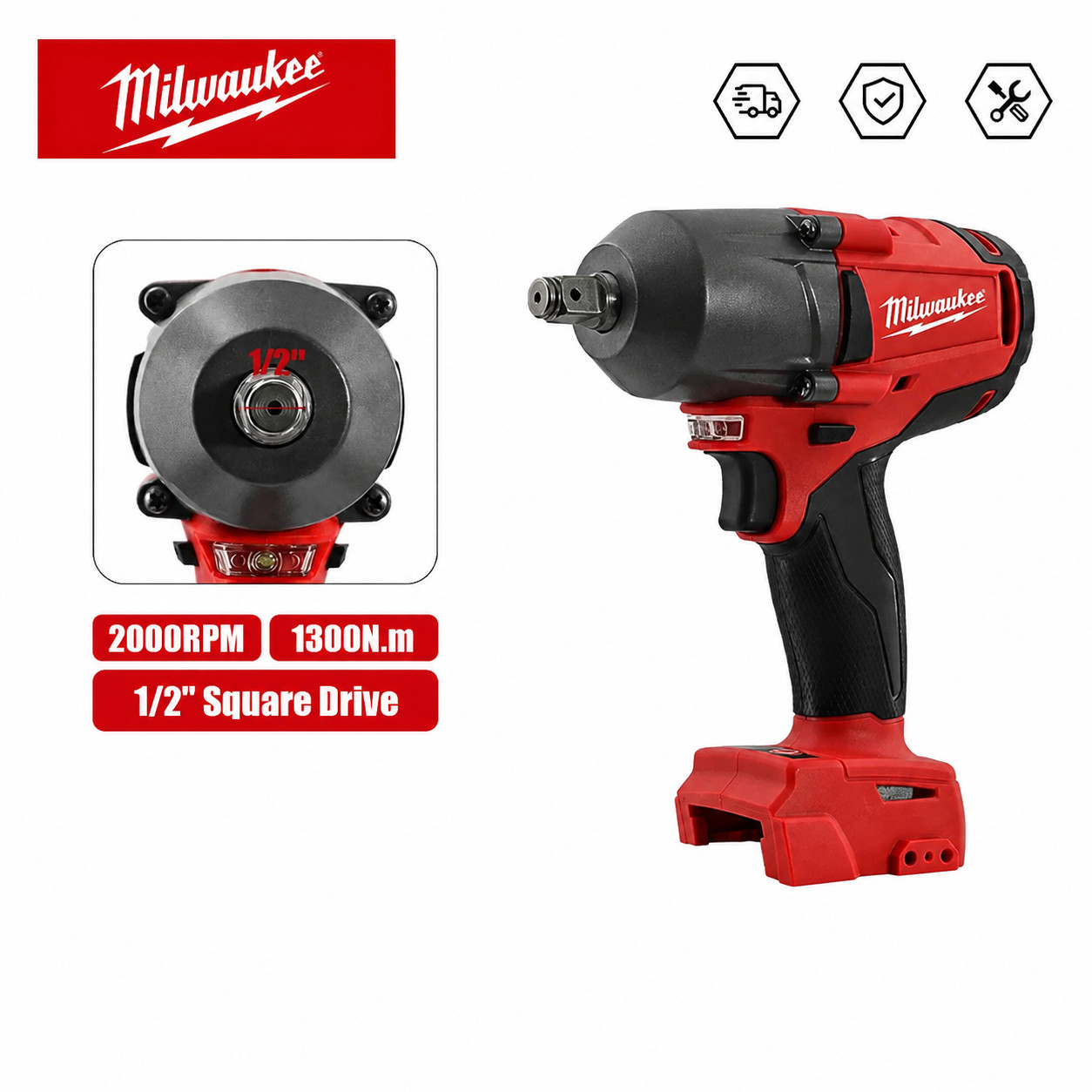 Milwaukee 1300NM NEW Electric Brushless Wrench 18V Cordless Impact Wrench 1/2