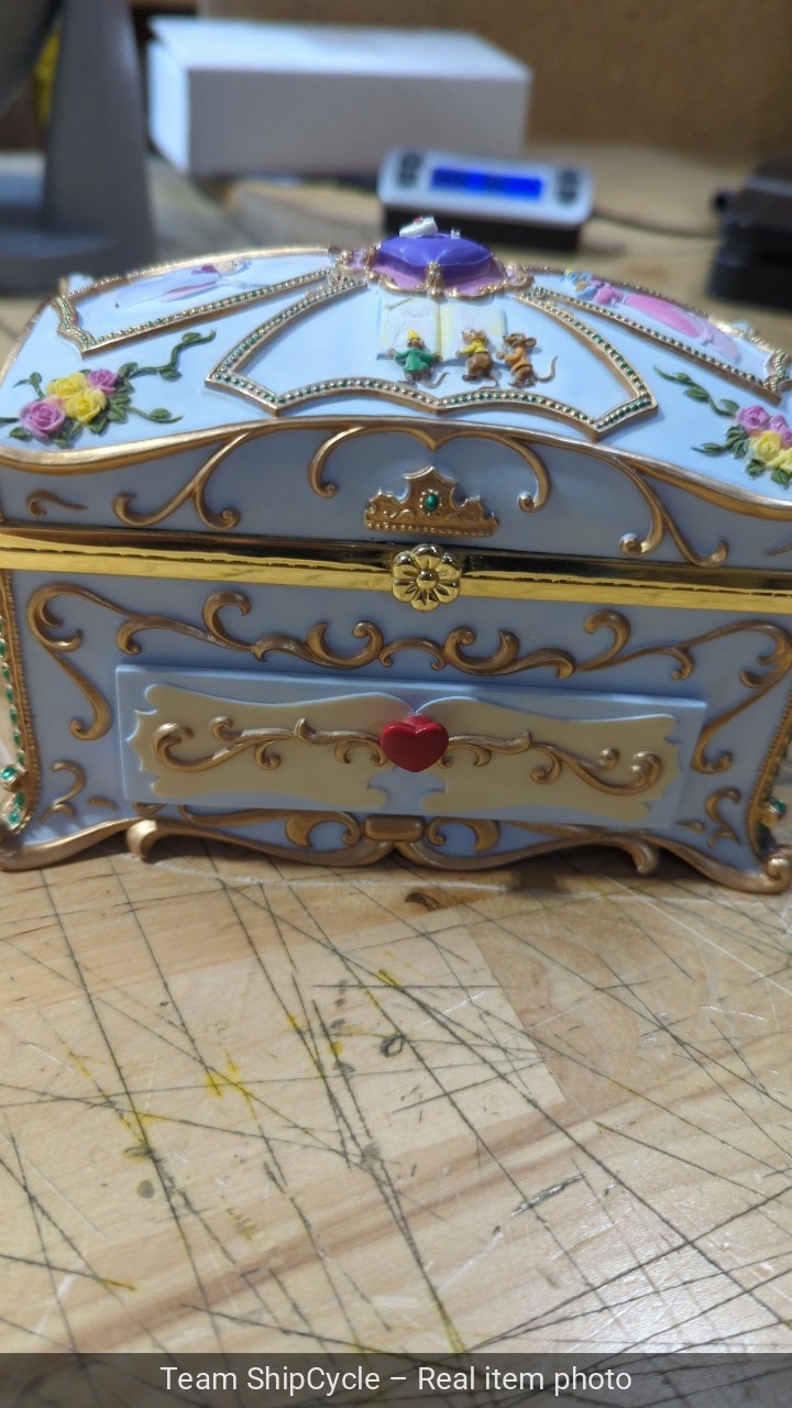 DEFECTIVE - Disney Cinderella Deluxe Ornate Musical Jewelry Box Dancing  Rare