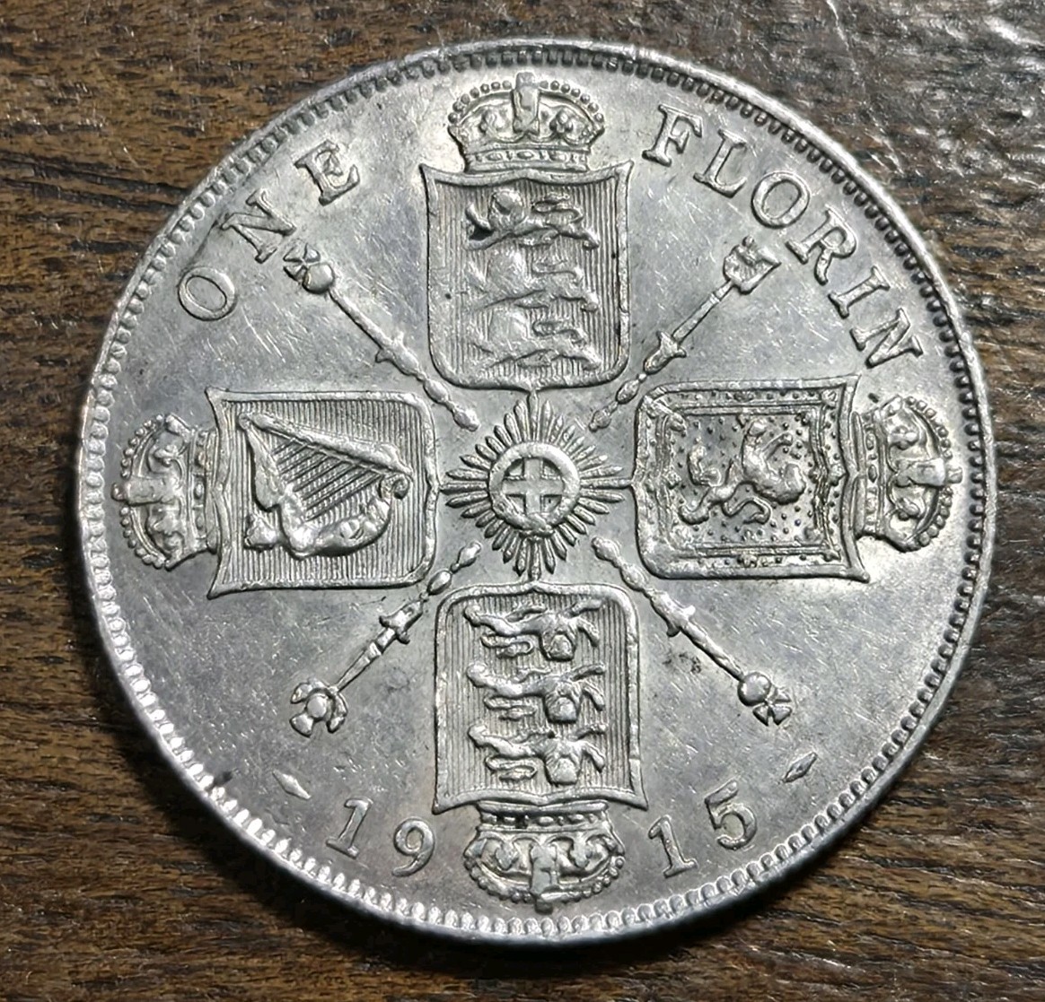 1915 Great Britain Silver One Florin 4078 1915 Great Britain Silver One Florin 4078