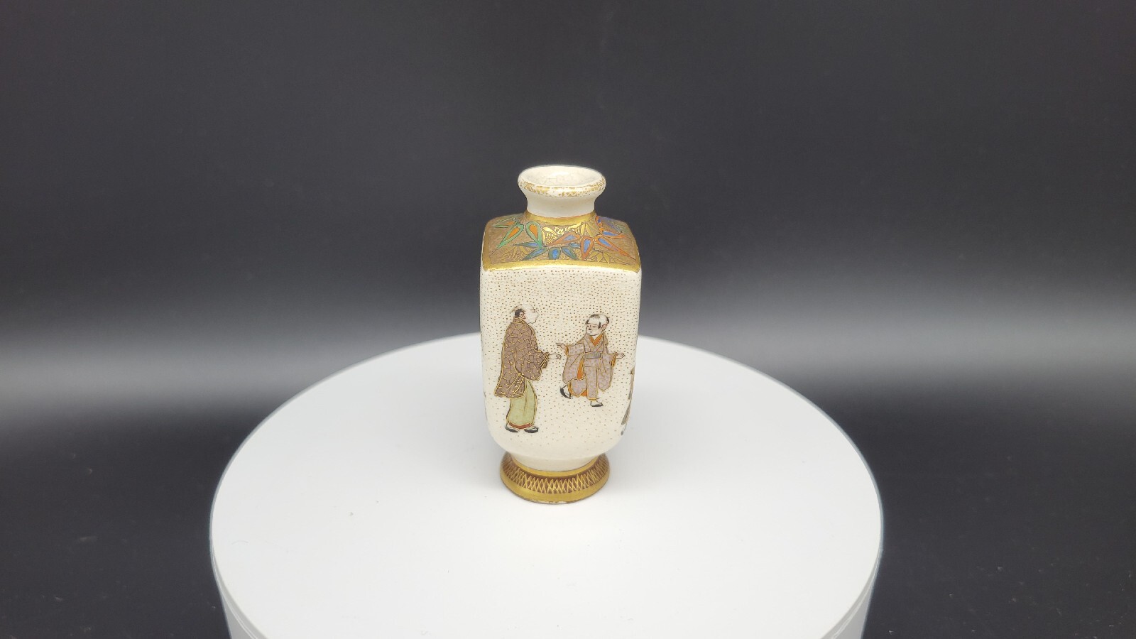 Antique Japanese Kinkozan Satsuma Miniature Pottery Vase, 2 3/8\