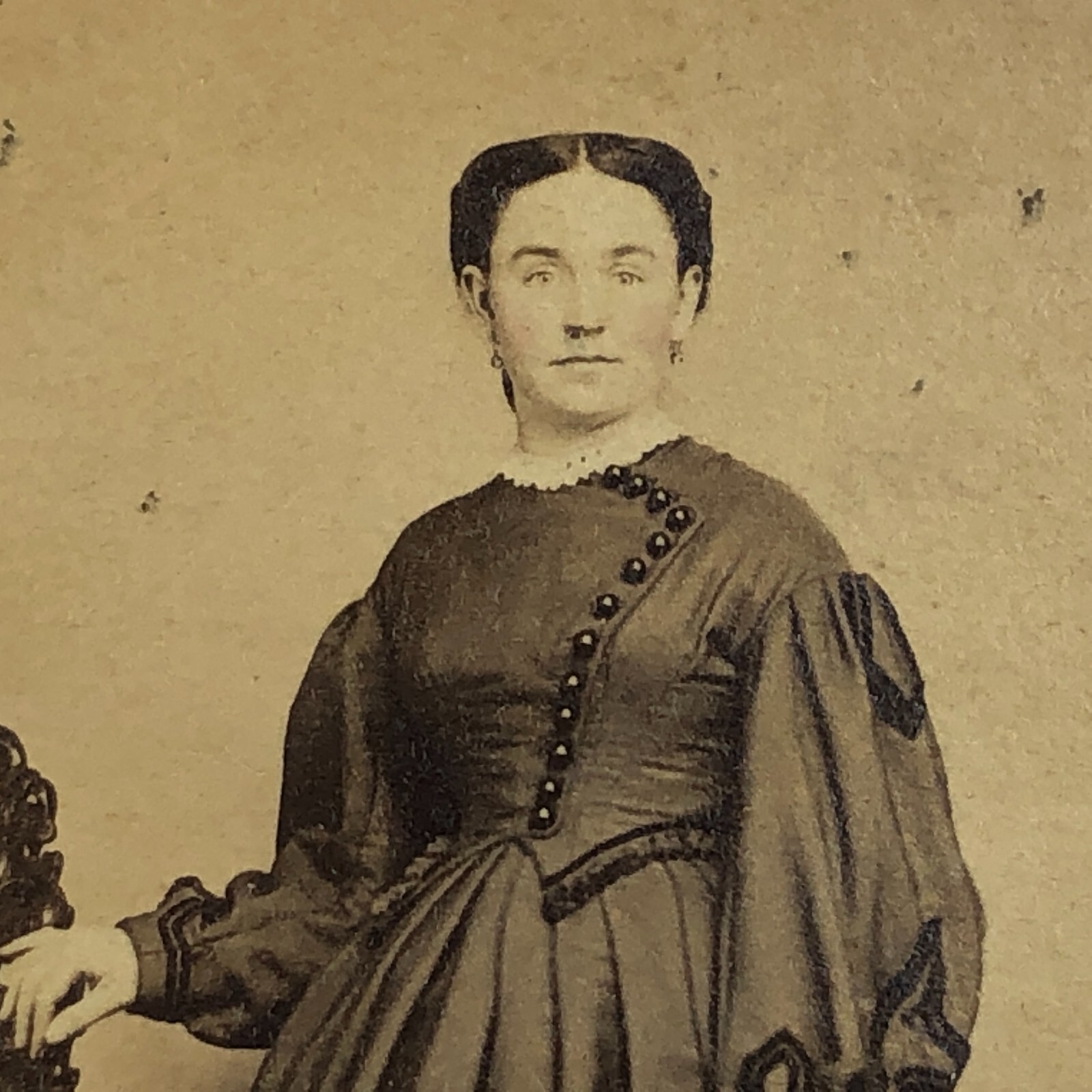 Antique 1870s CDV Photo Philadelphia PA Beautiful Woman Dress China Doll Hair
