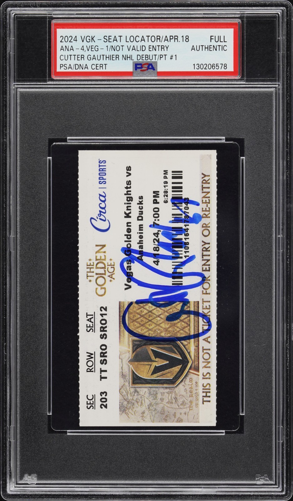 Cutter Gauthier Signed NHL DEBUT + 1st Point Ticket Stub PSA Authentic Cutter Gauthier Signed NHL DEBUT + 1st Point Ticket Stub PSA Authentic
