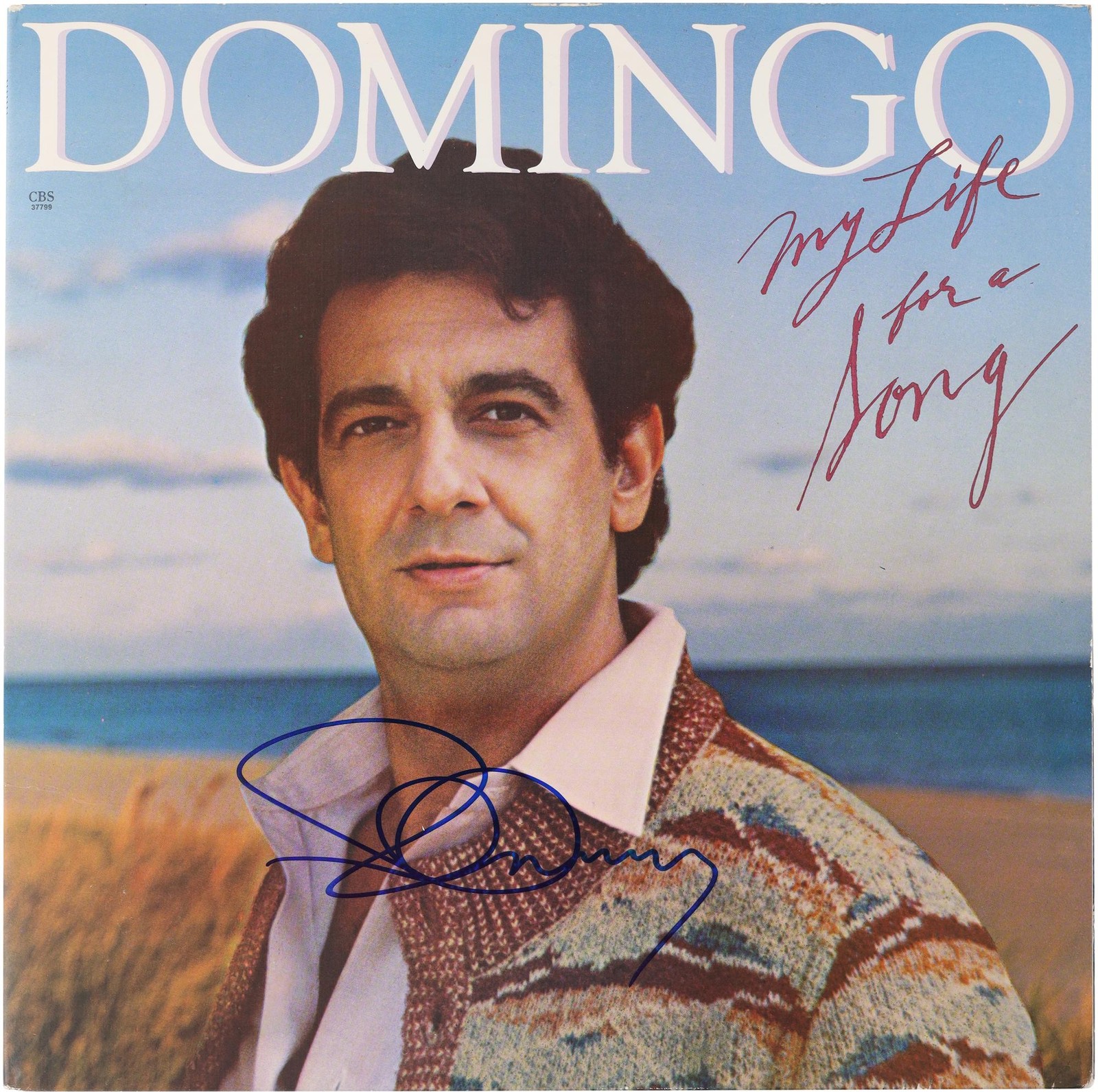 Placido Domingo Autographed My Life for a Song Album Cover - PSA/DNA COA