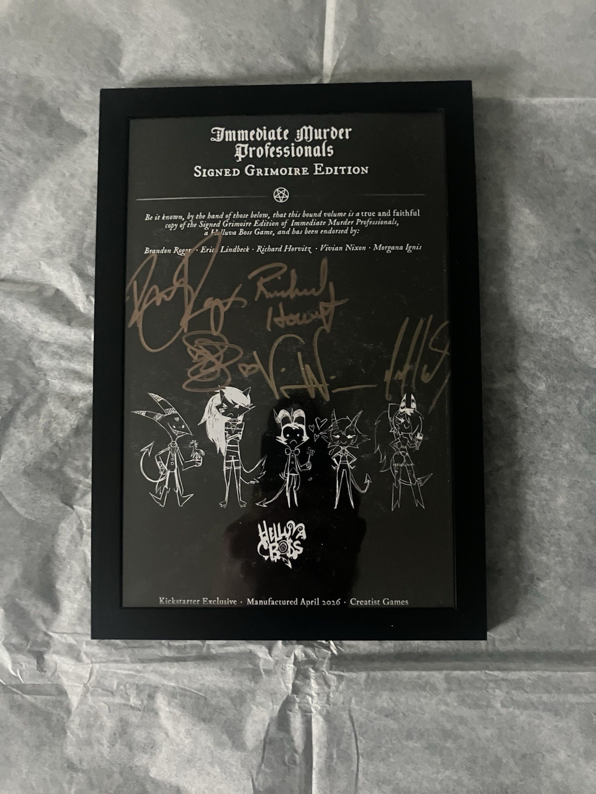 Helluva Boss Authentic Framed Signature Grimoire Edition Certificate Vivziepop Helluva Boss Authentic Framed Signature Grimoire Edition Certificate Vivziepop