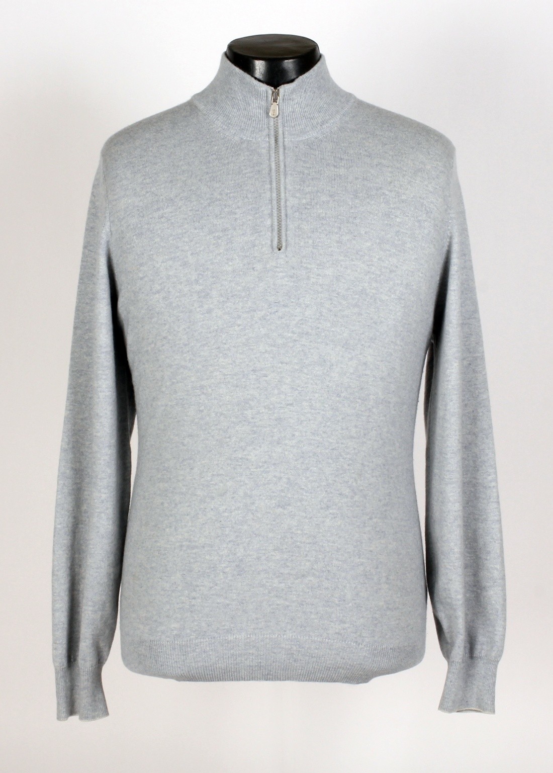 Brunello Cucinelli 100% Cashmere 1/2 Zip Sweater - Blue - 54 L - $1400 Retail