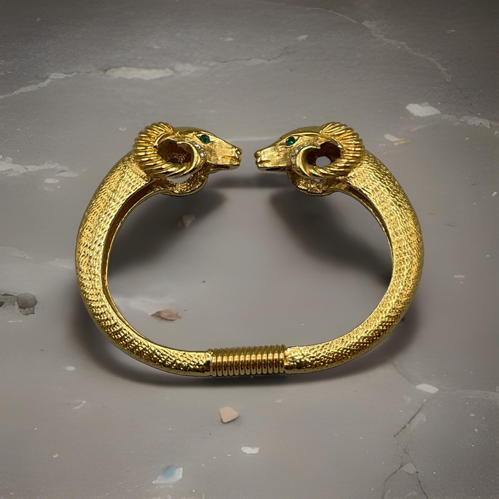KJL-Kenneth Jay Lane For Avon Signed Vintage Gold Tone Ram\'s Head  Bracelet
