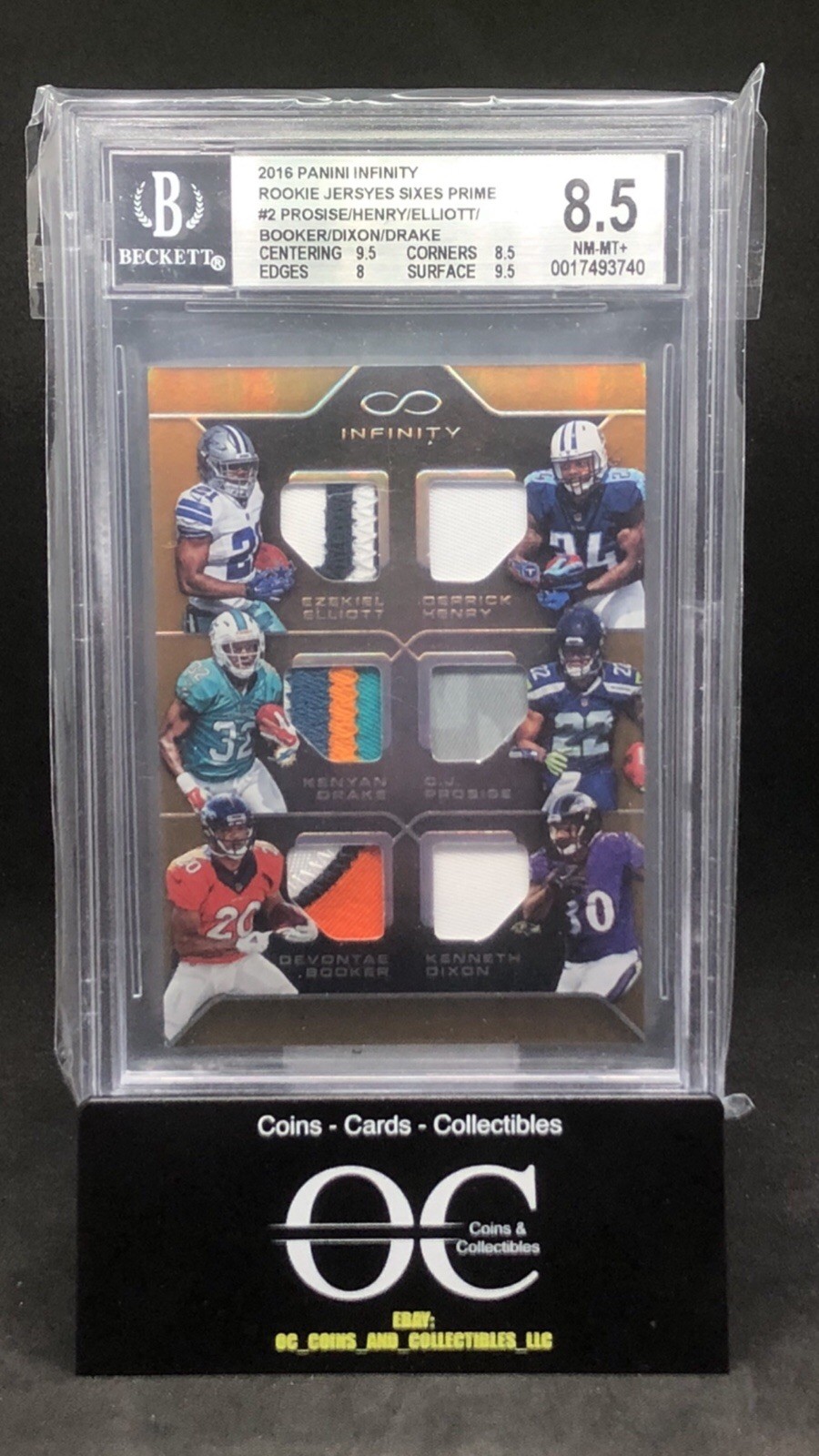 2016 Panini Infinity Football Rookie Jerseys Sixes Prime #RSM-2 #1/8 BGS 8.5