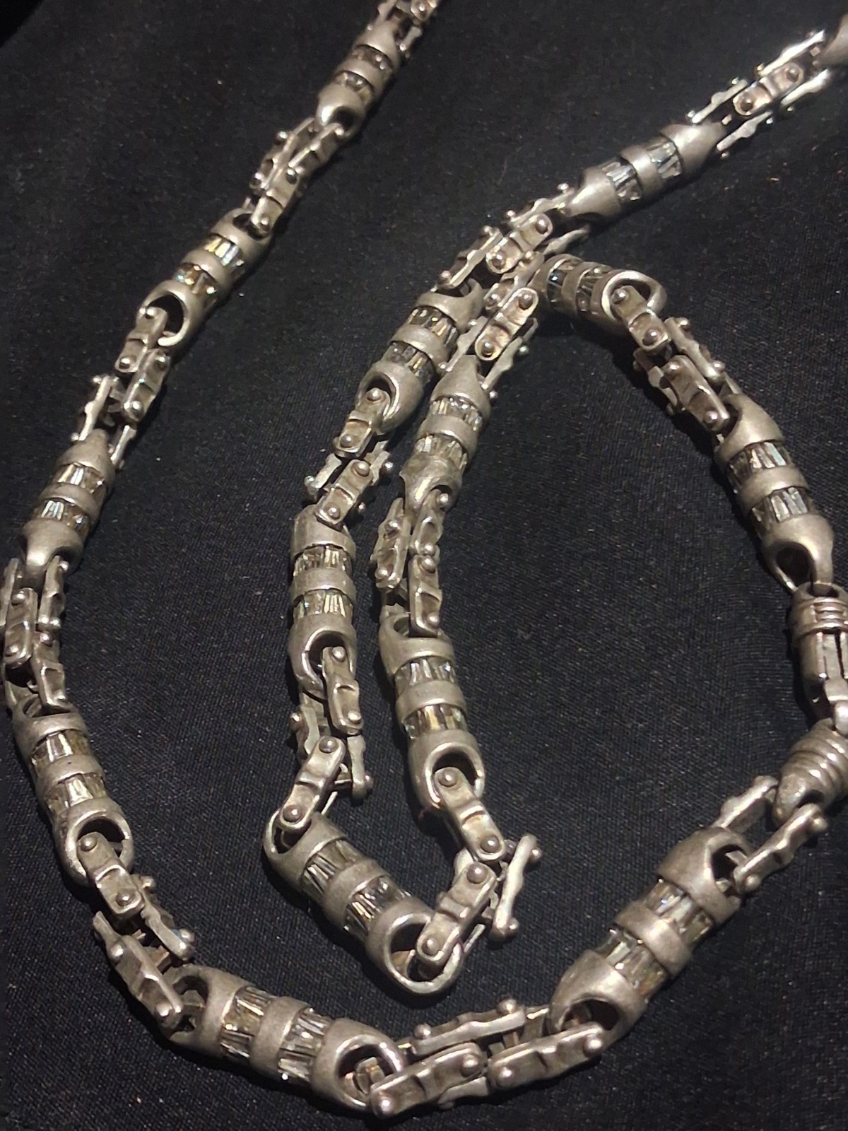 vintage antique 130+ grams 925 (AGM) unique biker chain with baguettes vintage antique 130+ grams 925 (AGM) unique biker chain with baguettes
